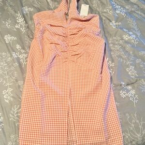 NEW WITH TAGs Mango Peach Plaid Halter Dress